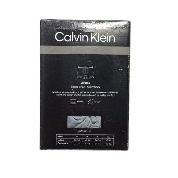 Calvin Klein Boxer Brief Size XL  3 Pack Microfiber Stretch Soft Blue Navy& Gray - Picture 4 of 8